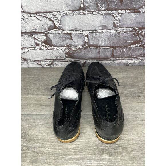 Mona Flying Black Leather Lace Up Brogue Wingtip Derby Shoes Women 39EU/8.5M US - Picture 5 of 16